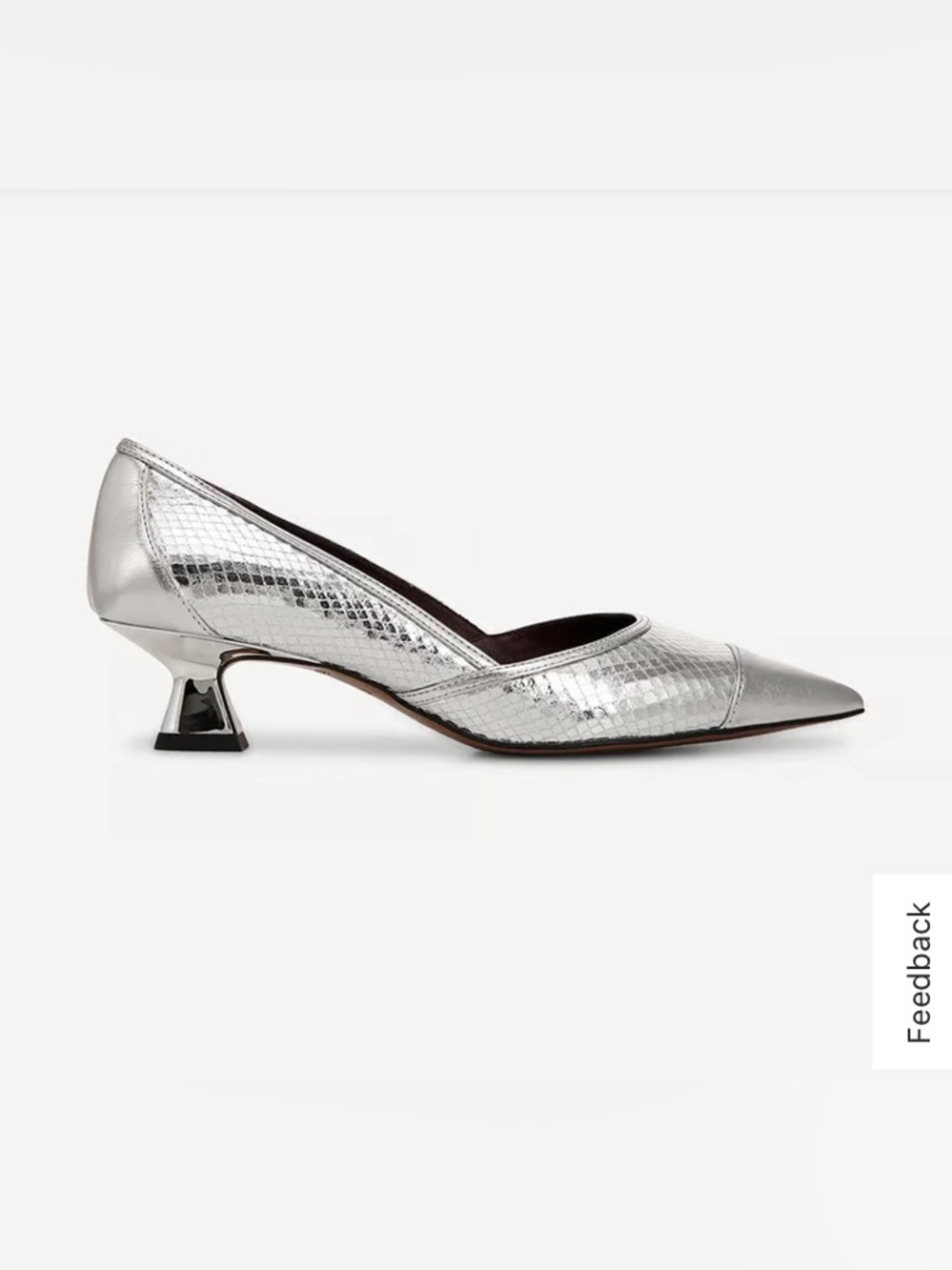 NWT Franco Sarto silver snake skin kitten heels, 8 medium